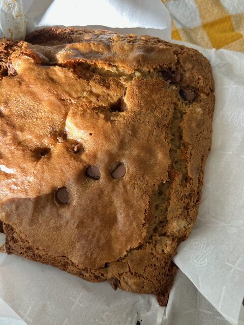 sourdough banana bread hot out of the oven